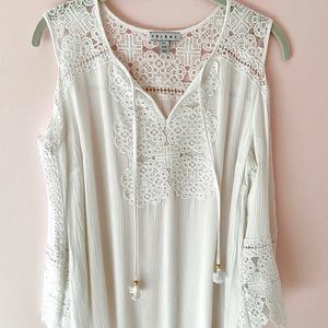 Cold-Shoulder Lace Blouse